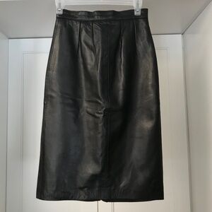 Vintage Olde Hide House Genuine Soft Black Leather Pencil Skirt Size 4